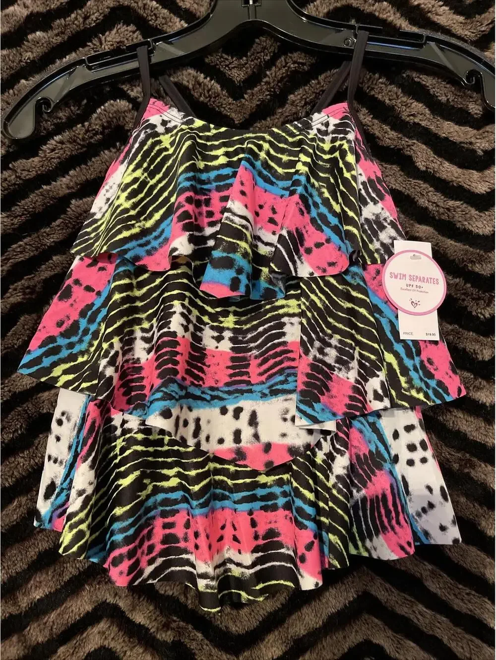 Justice Girls Size 8 Tie Dye 2 Piece Reversible Bottoms Swimsuit Set NWT! M655